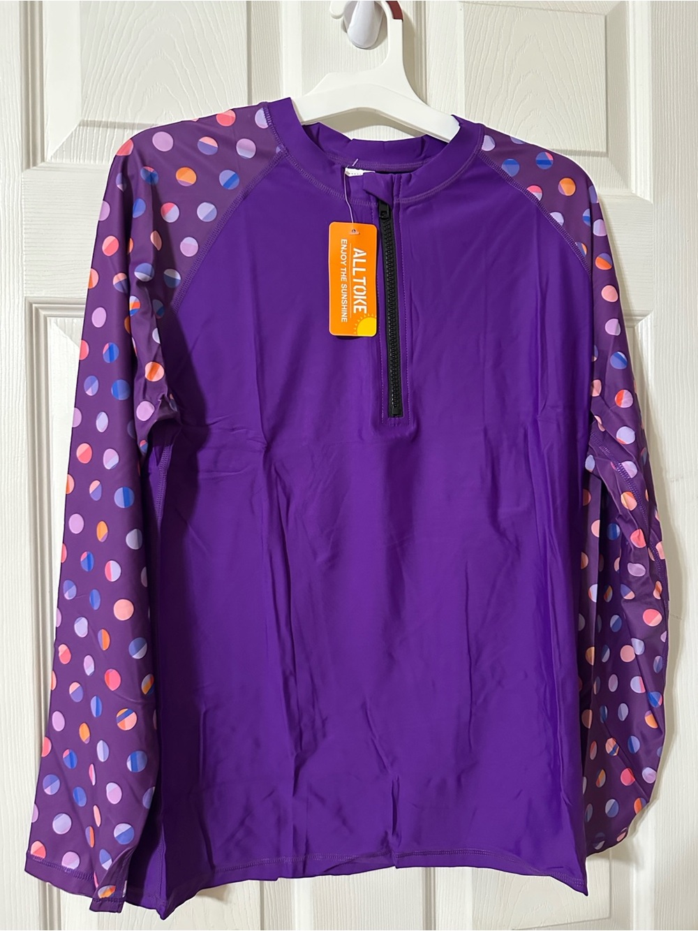 All in One Purple Polka Dot Swim Top